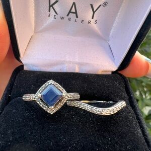 Blue sapphire & diamond bridal set